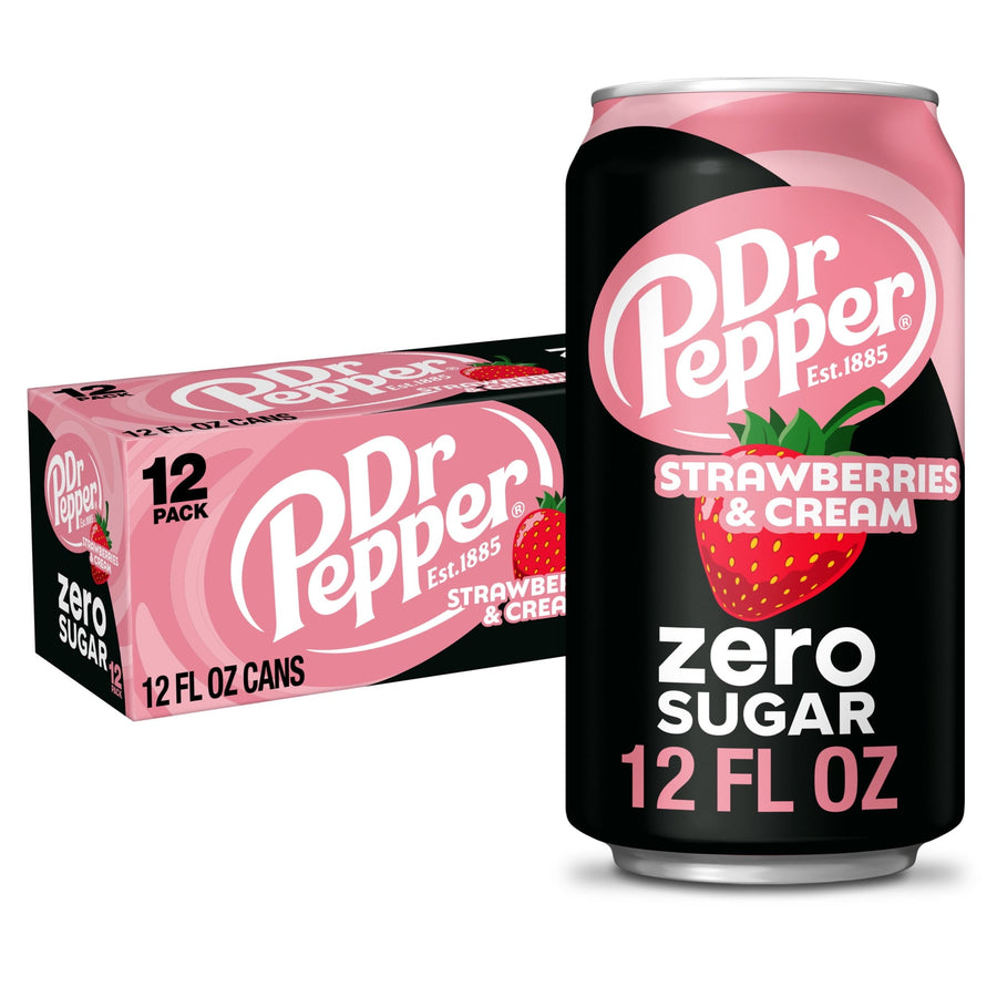 Dr Pepper Strawberries & Cream Zero Sugar Soda - Premium Zero Sugar Set - Home Pick